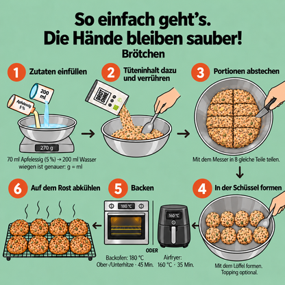 Backanleitung für Brötchen